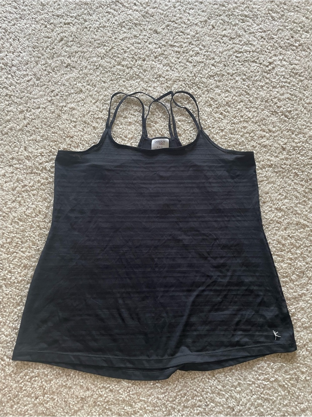 Danskin Black Striped Racerback Tank Top